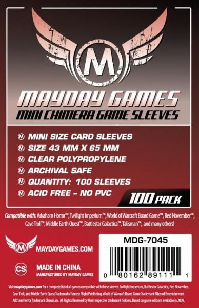 55  Mayday Games Card Sleeves 43 x 65mm (MDG-7045)